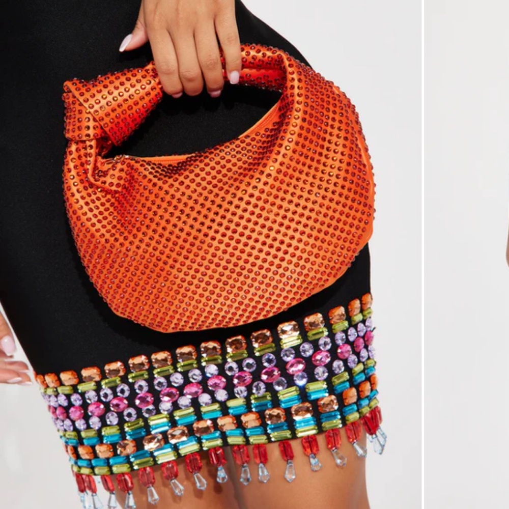 Fashion Nova Orange Studded Clutch